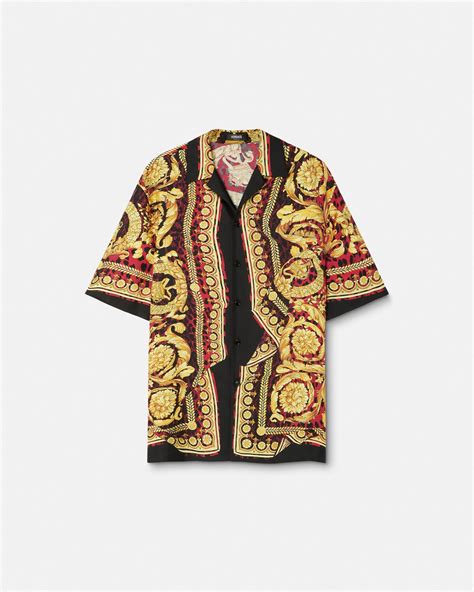 versace signature wild print|Wild Barocco Illusion Silk Shirt Red,Print .